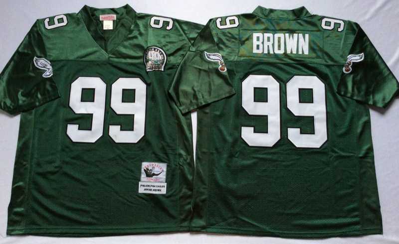 Eagles 99 Jerome Brown Green M&N Throwback Jersey->nfl m&n throwback->NFL Jersey